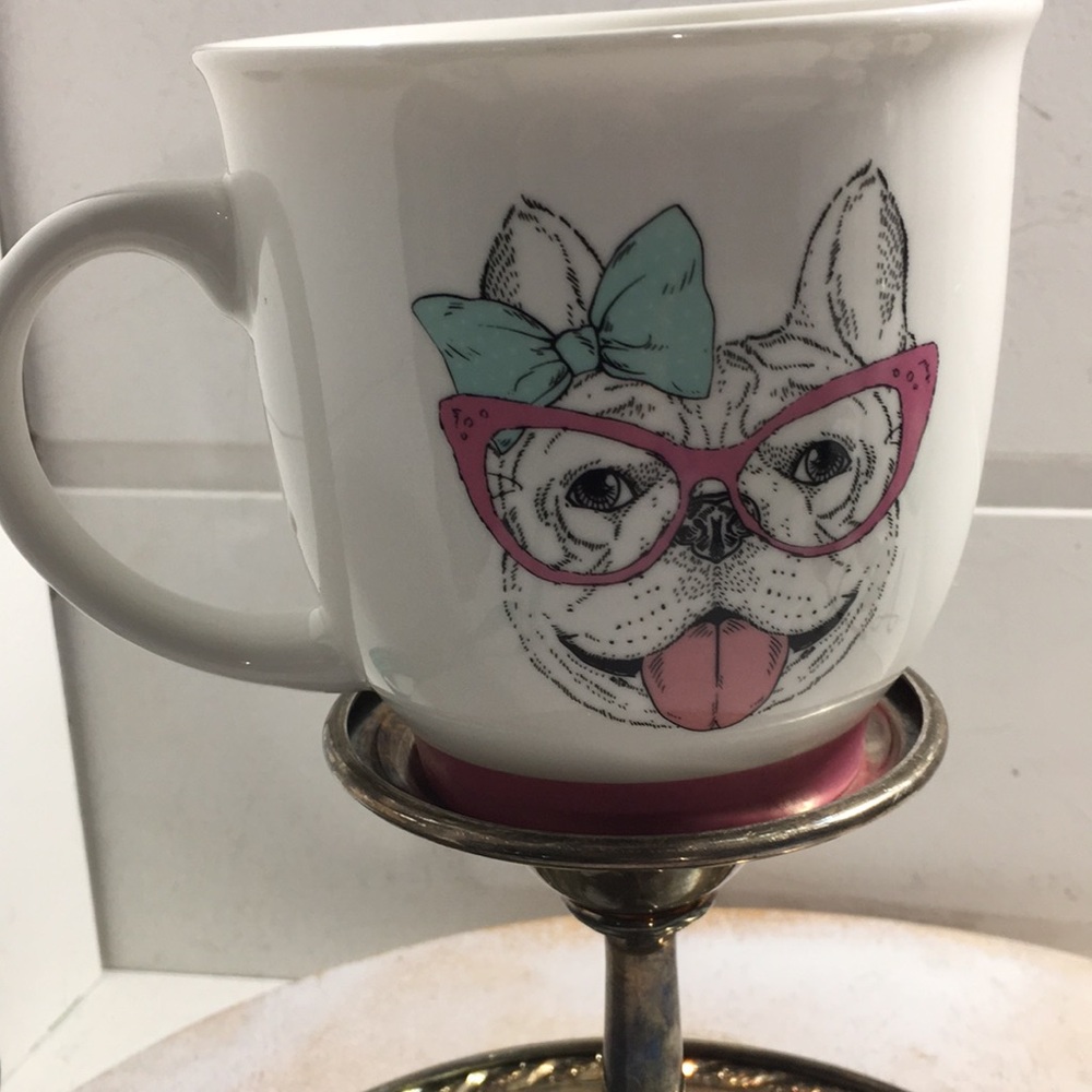 Sheffield Home Frenchie wearing glasses mug